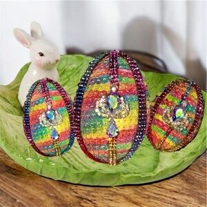 Easter Egg Set 3, Rainbow Sequence Luxury Eggs, Spring Basket Eggs, decoration